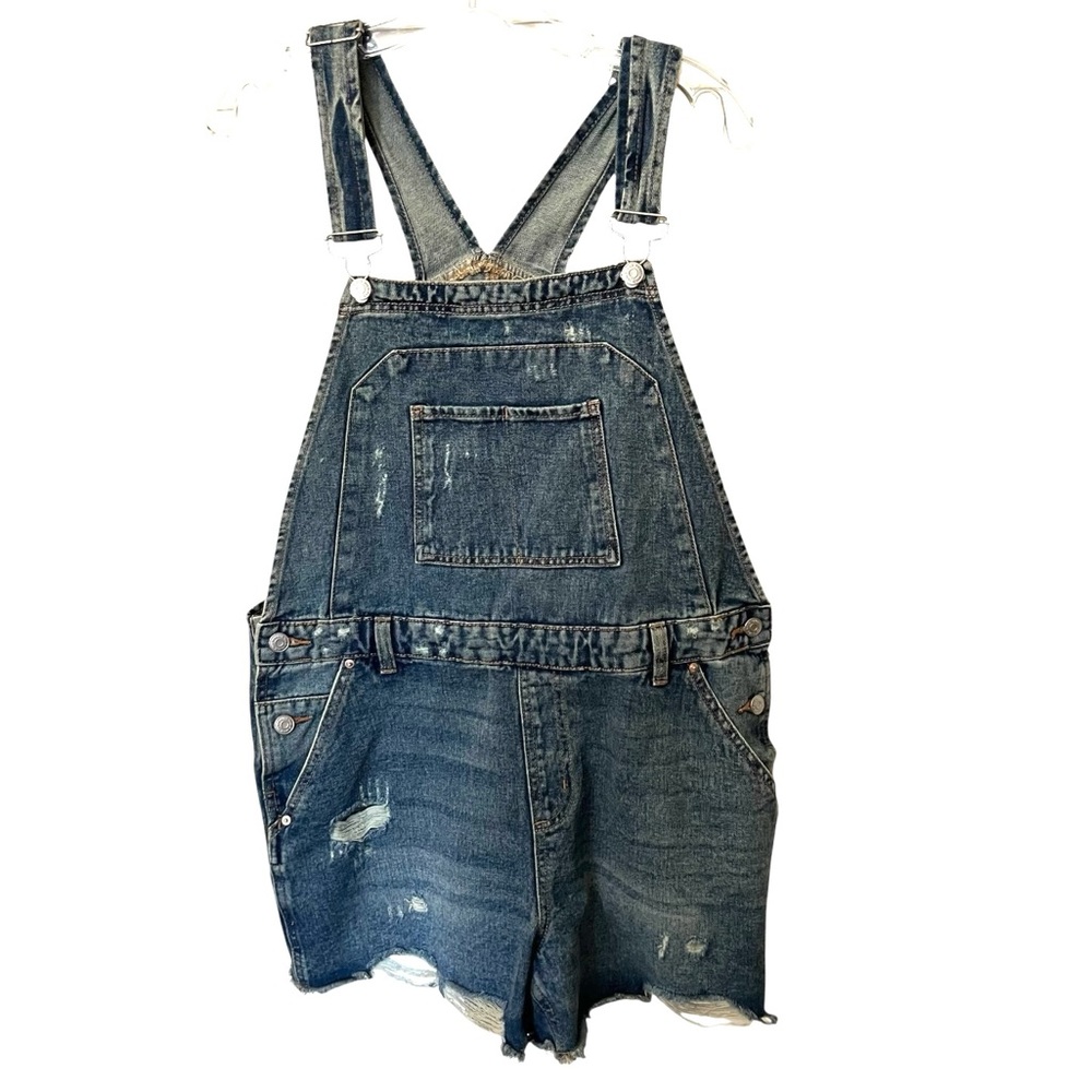 wild fable Dark Blue Distressed Denim Short Overalls